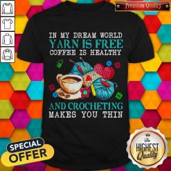 Awesome In My Dream World Yarn Is Free Coffee Is Healthy Shirt