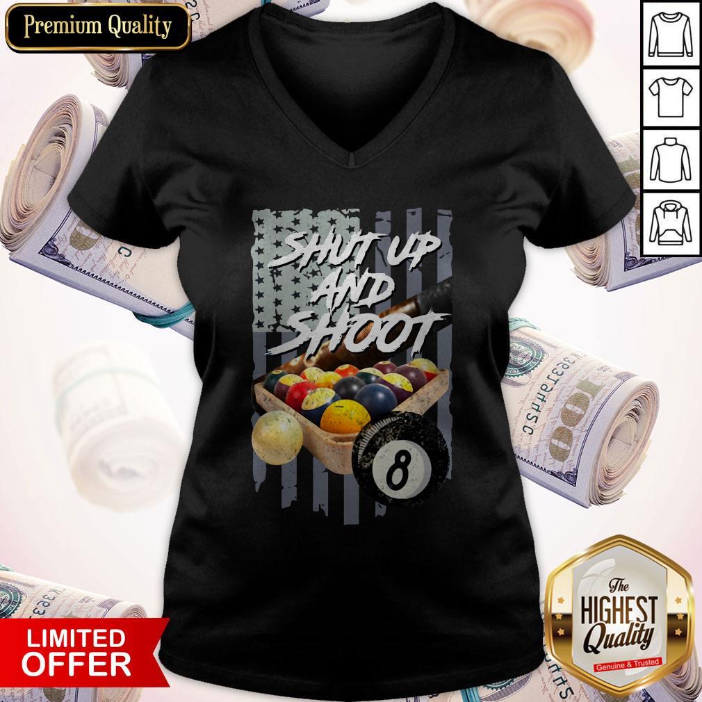 Billiard Shut Up And Shoot American Flag V- neck 