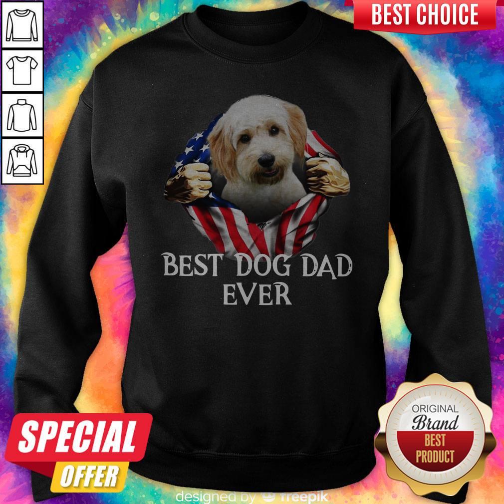 Cute Blood Inside Me Cavachon Dog American Flag Best Dog Dad Ever Sweatshirt