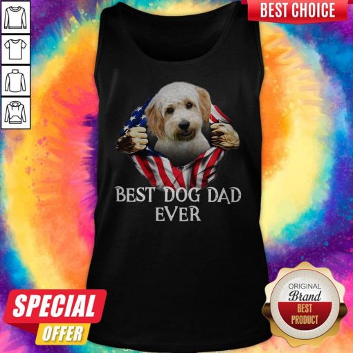 Cute Blood Inside Me Cavachon Dog American Flag Best Dog Dad Ever Tank Top