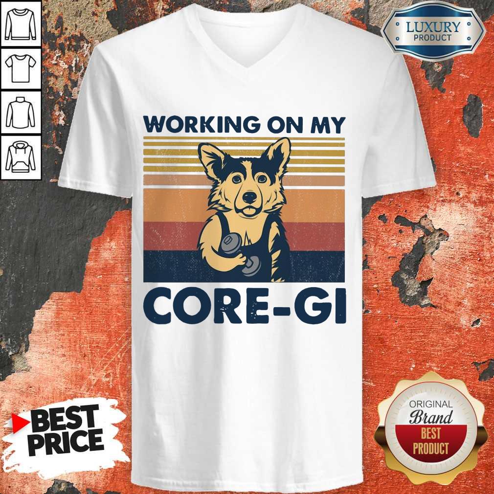 Cute Working On My Core-gi Vintage V-neck