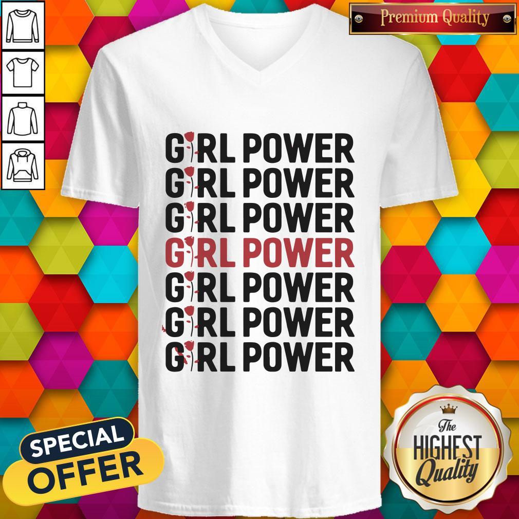 Girl Power Red Black V- neck 