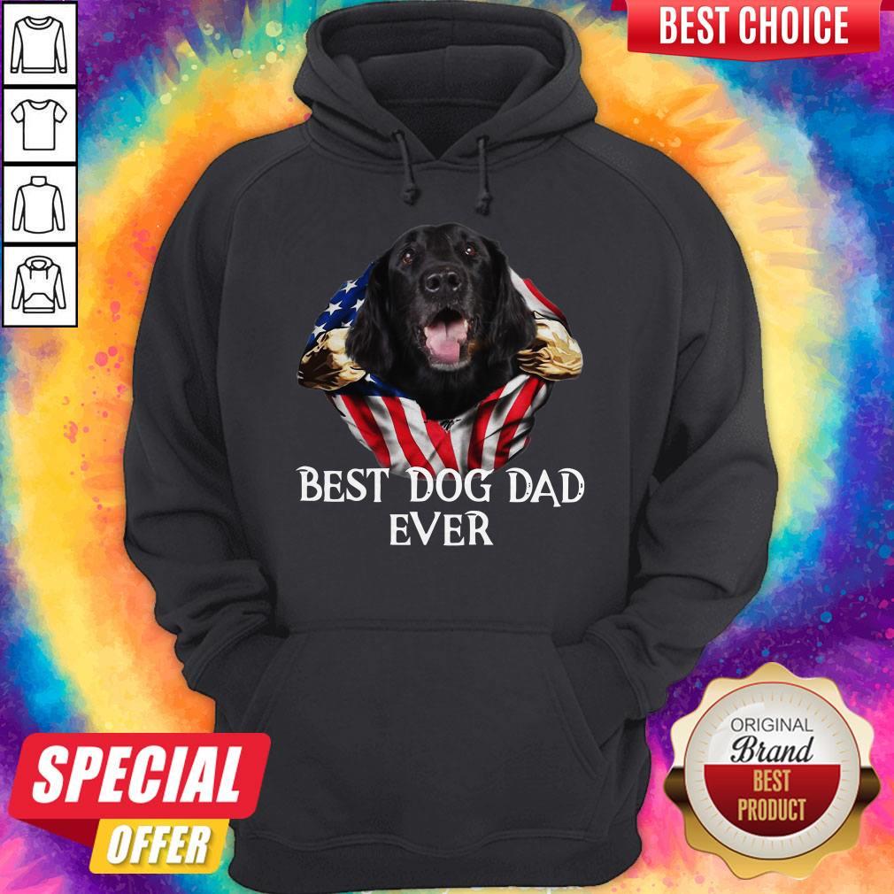 Premium Blood Inside Me Flat Coated Retriever Dog American Flag Best Dog Dad Ever Hoodie