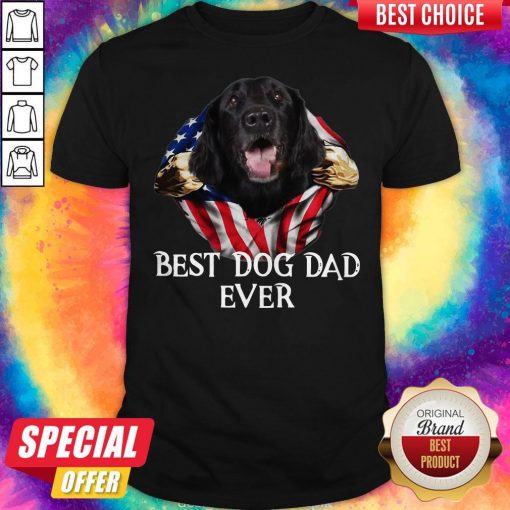 Premium Blood Inside Me Flat Coated Retriever Dog American Flag Best Dog Dad Ever Shirt