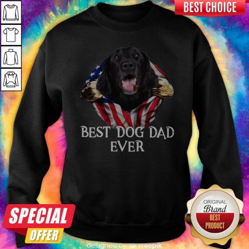 Premium Blood Inside Me Flat Coated Retriever Dog American Flag Best Dog Dad Ever Sweatshirt