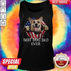 Pretty Blood Inside Me Corgi Dog American Flag Best Dog Dad Ever Tank Top