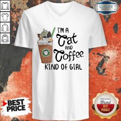 Pretty I’m A Cat And Coffee Kind Of Girl V-neck