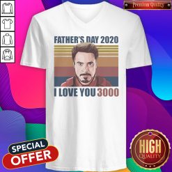Robert Downey jr Iron Man Fathers Day 2020 I Love you 3000 Vintage Retro V- neck