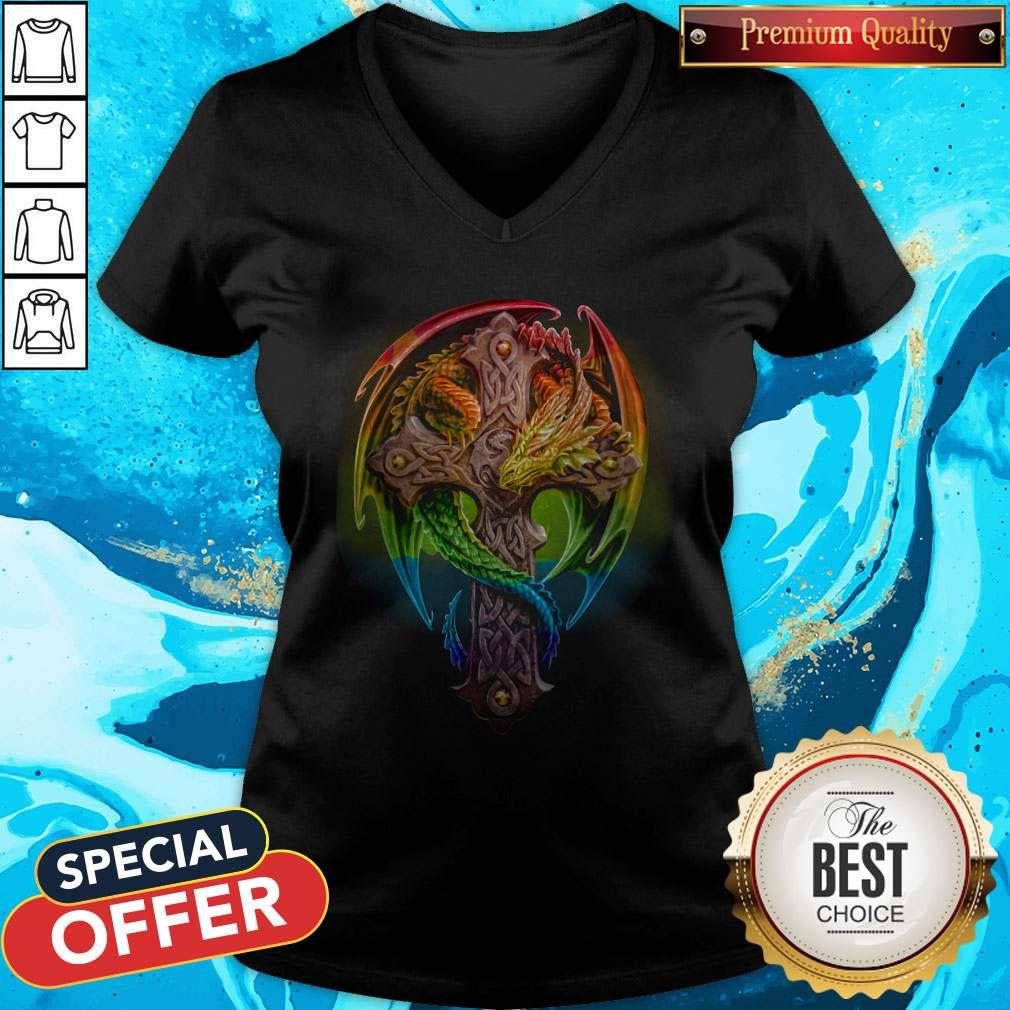 Top Cross Green Dragon V- neck 