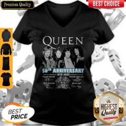 Top Queen 50th Anniversary 1970 2020 Vintage V-neck