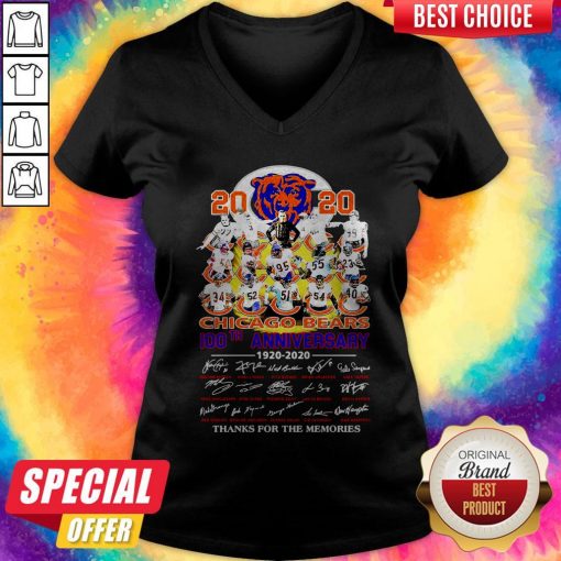 2020 Chicago Bears 100th Anniversary 1920 2020 Thank You For The Memories V-neck