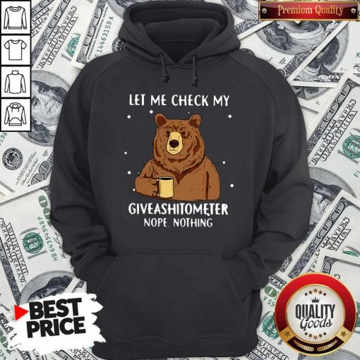 Bear Drinking Coffee Let Me Check My Giveashitometer Nope Nothing Hoodie