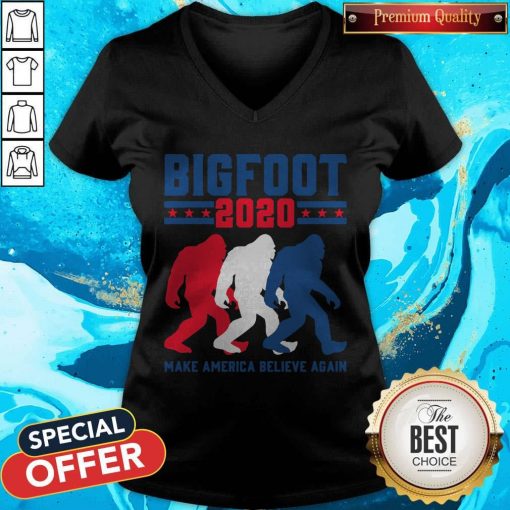 Bigfoot 2020 Make America Believe Again V-neck