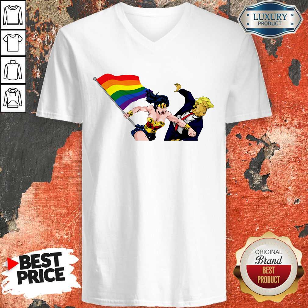 LGBT Wonder Woman Punch Trump V-neck