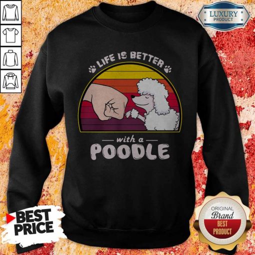 Life Is Better With A Siberian Poodle Hand Footprint Vintage Retro Sweatshirt