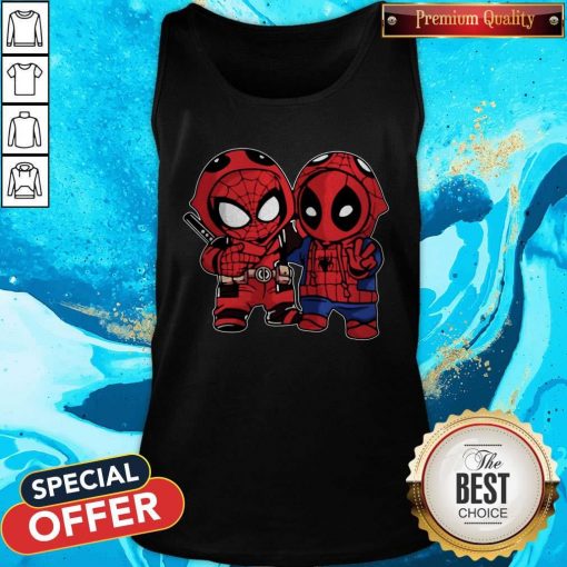 Official Baby Deadpool And Baby Spider Man Tank Top