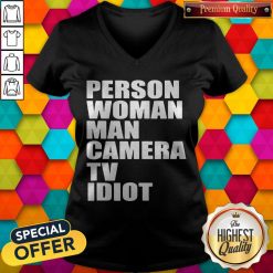 Person Woman Man Camera TV Idiot V-neck