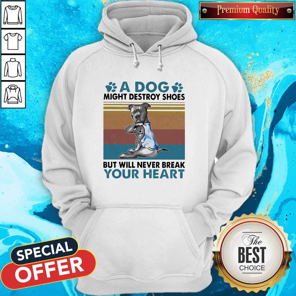 Pit Bull A Dog Might Destroy Shoes But Will Never Break Your Heart Vintage Hoodie