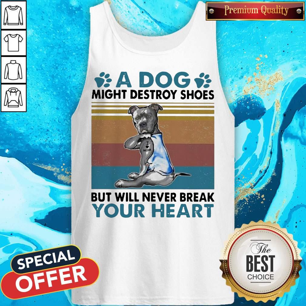 Pit Bull A Dog Might Destroy Shoes But Will Never Break Your Heart Vintage Tank Top