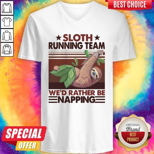 Sloth Running Team We’d Rather Be Napping Vintage V-neck