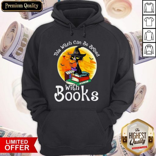 Black Cat This Witch Can Be Bribed With Books Halloween Hoodie