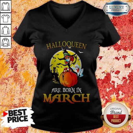Halloqueen Are Born In March Ghost Witch Mask V-neck