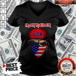 Skull Iron Maiden USA Flag Independence Day V-neck