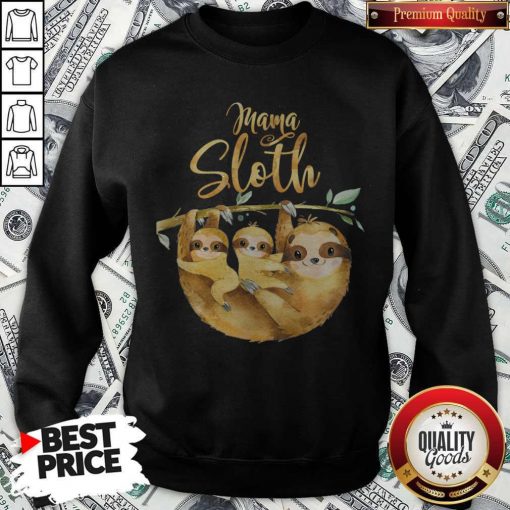 Womens Mama Sloth Cute Mothers Day Sweatshirt