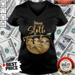 Womens Mama Sloth Cute Mothers Day V-neck