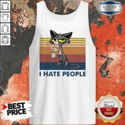 Black Cat Coffee I Hate Morning People And People Vintage Retro Tank Top