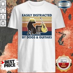 Easily Distracted By Guitar And Dog Vintage Shirt