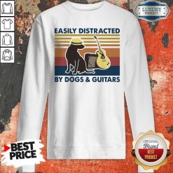 Easily Distracted By Guitar And Dog Vintage Sweatshirt