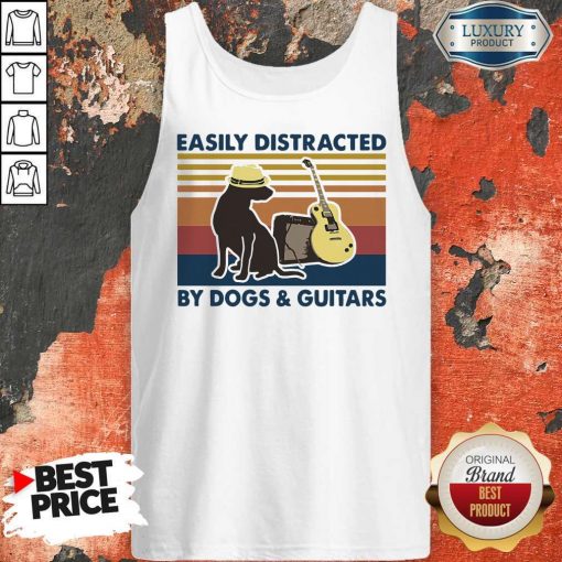 Easily Distracted By Guitar And Dog Vintage Tank Top