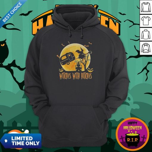 Happy Halloween Camping Witches With Hitches Moon Hoodie