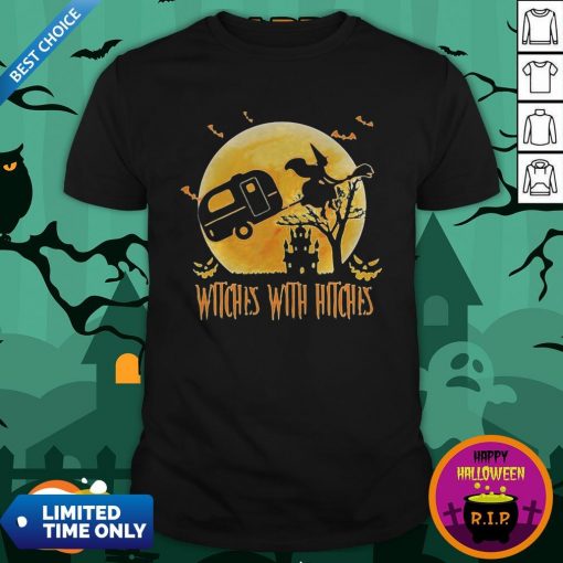 Happy Halloween Camping Witches With Hitches Moon ShirtHappy Halloween Camping Witches With Hitches Moon Shirt