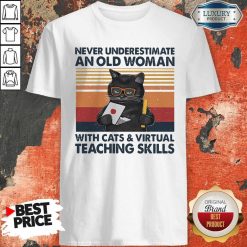 Never Underestimate An Old Woman With Cats Vintage Retro Shirt