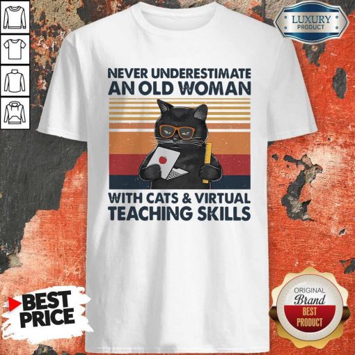 Never Underestimate An Old Woman With Cats Vintage Retro Shirt