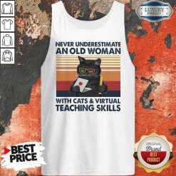 Never Underestimate An Old Woman With Cats Vintage Retro Tank Top
