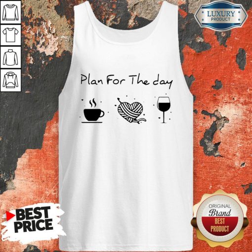 Plan For The Day Coffee Heart Knitting Wine Tank Top