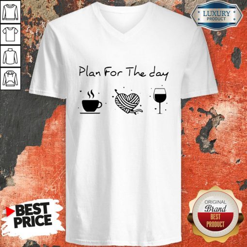 Plan For The Day Coffee Heart Knitting Wine V-neckPlan For The Day Coffee Heart Knitting Wine V-neck