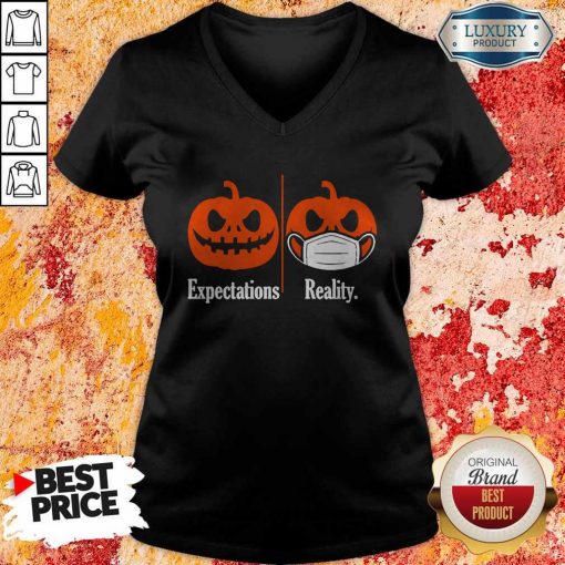 Pumpkin Expectations Pumpkin Face Mask Reality V-neck