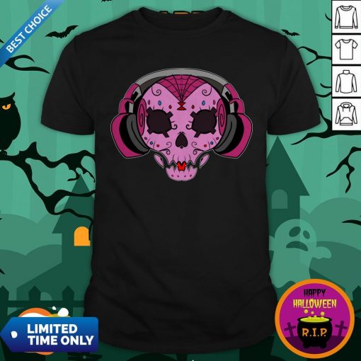 Sugar Skull Pink Music Day Of The Dead Shirt