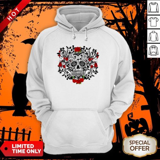 The Mexican Black Sugar Skull And Roses Day Of The Dead Muertos Hoodie