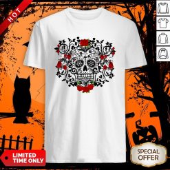 The Mexican Black Sugar Skull And Roses Day Of The Dead Muertos Shirt