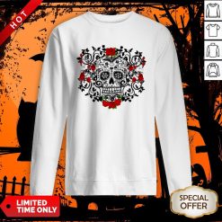 The Mexican Black Sugar Skull And Roses Day Of The Dead Muertos Sweatshirt