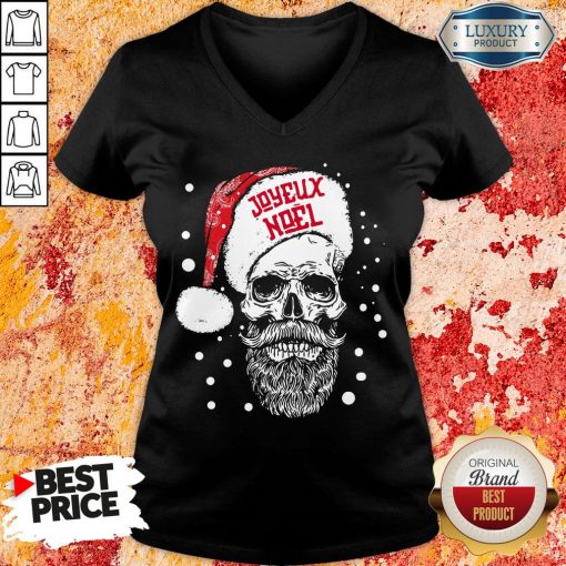 Funny Santa Skull Joyeux Noel V-neck-Design By Soyatees.com