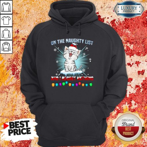 Funny Cat Santa On The Naughty List And I Regret Nothing Hoodie-Design By Soyatees.com