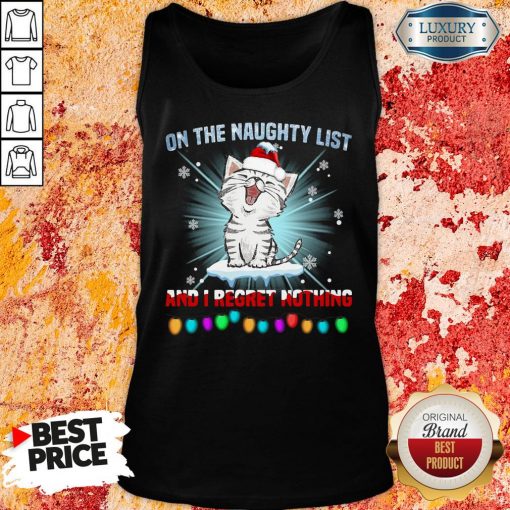 Funny Cat Santa On The Naughty List And I Regret Nothing Tank Top -Design By Soyatees.com
