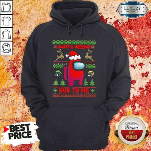 Awesome Among Us Santa Seems Sus To Me Ugly Christmas Hoodie-Design By Soyatees.com
