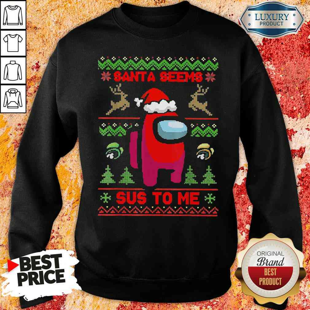 Awesome Among Us Santa Seems Sus To Me Ugly Christmas Sweatshirt-Design By Soyatees.com
